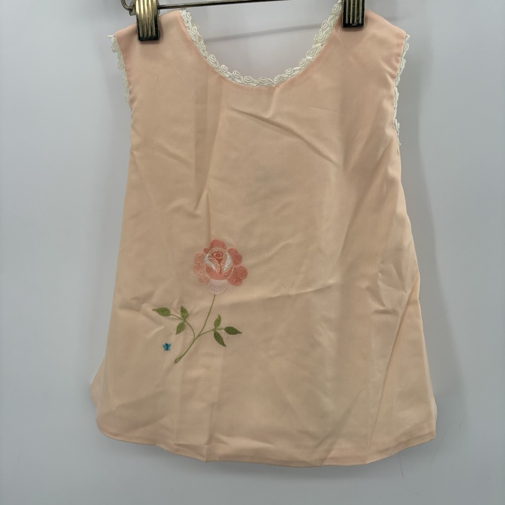 Vintage Grace Peach A Line Embroidered Dress With Lace Trim 18 M-2T